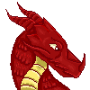 Untitled A headshot of a red dragon with gold underbelly facing right