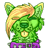 Untitled A headshot of a green dog with yellow hair